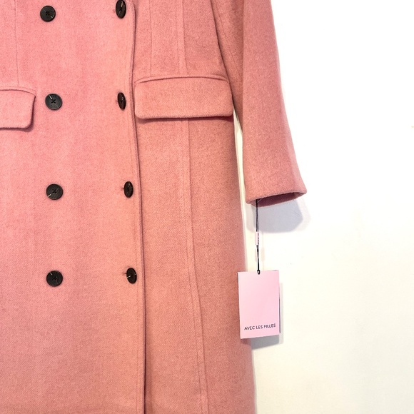 Avec Les Filles Fuzzy Pink Rose Long Double Breasted Coat - Picture 5 of 14